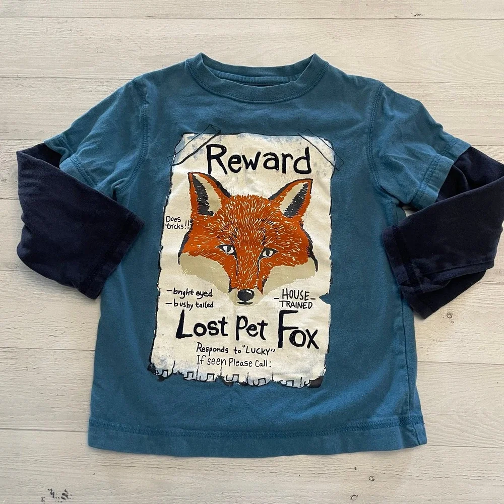 Gymboree boys long sleeve fox shirt‎ size 4